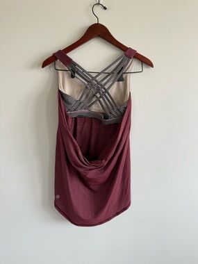 NEW lululemon athletica Maroon Tank with Striped Crisscross Back